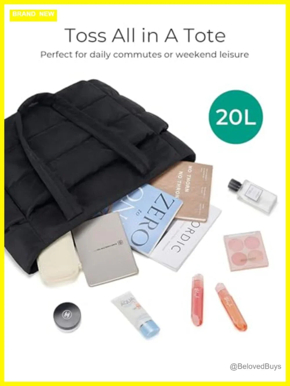 Lightweight Puffy Tote Bag with Compartments Shoulder Bag Handbag for Travel,